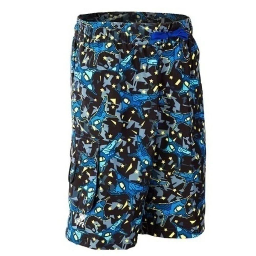 TYR Boy’s Nightfight Challenger Trunk - Black Blue - Size XL (16/18) - NWT
